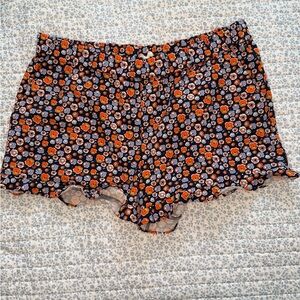 Maison Jules Black and Orange Floral Shorts